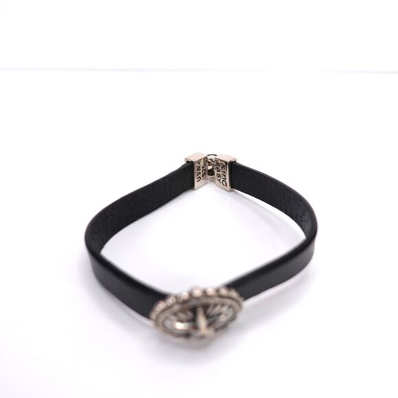 King Baby Star Concho Black Leather Bracelet With Hook Clasp .925 USA - Picture 9 of 11